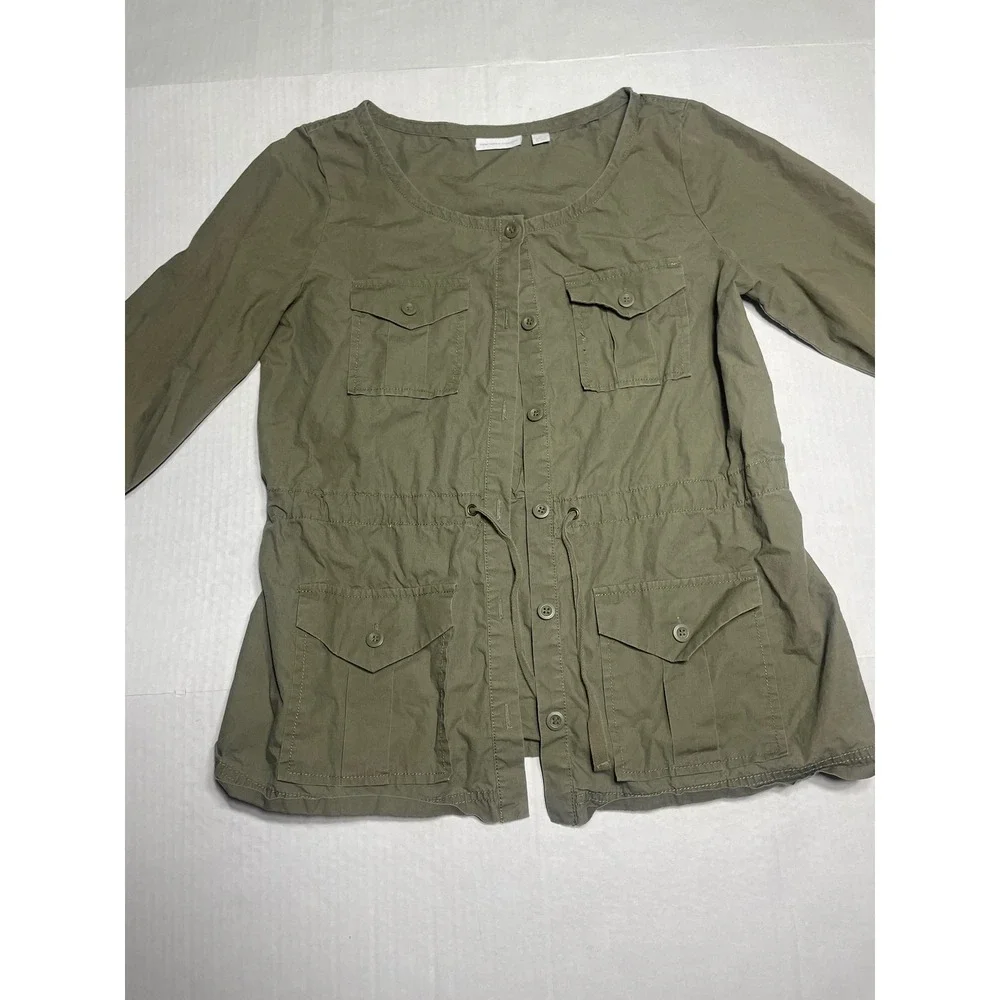 New York Company  Green Utility Jacket Button Front Drawstring Waist Size Medium